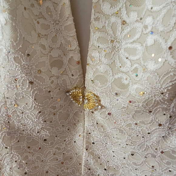 Coldwater Creek Sequined Elegant Cream Lace Jacket and Pants Suit Set 22W Vtg - Picture 8 of 11